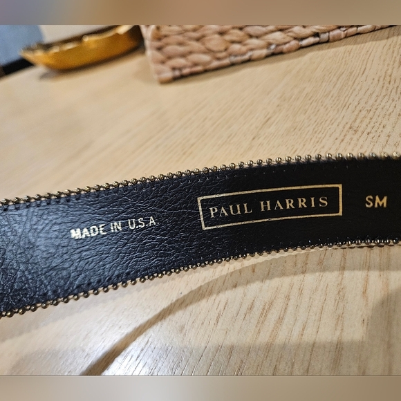 Vintage Paul Harris Leather Belt — Made in USA — Gold Statement Buckle. Size SM main image 14